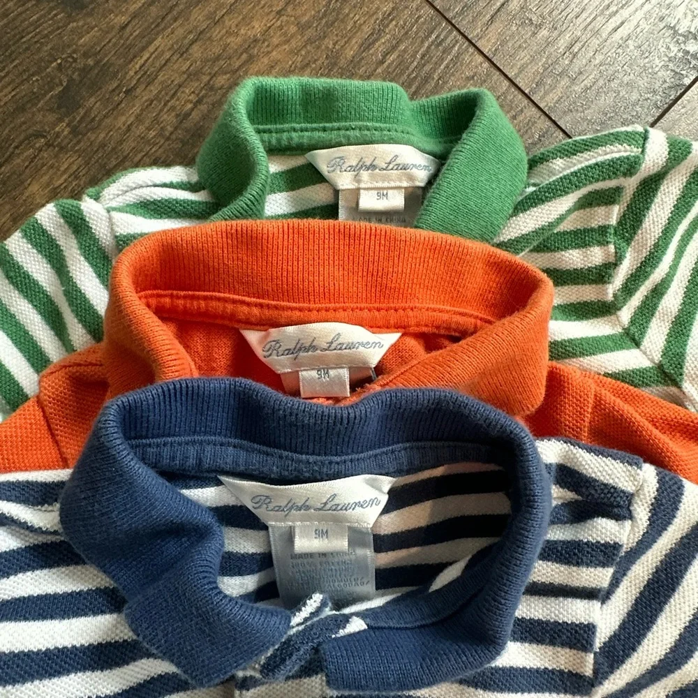 Bundle of Boys Four Ralph Lauren Polo Romper/Footie Size 9 Months
